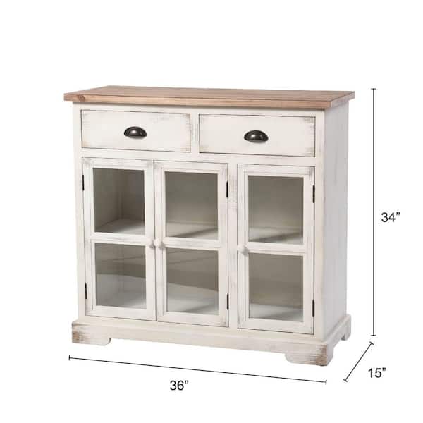 StyleCraft Antique White and Natural Wood Shabby Chic 3-Door 2