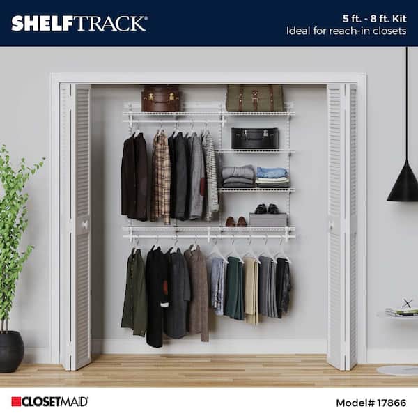 ClosetMaid - ShelfTrack Adjustable Closet Organizer 5' - 8' W, White