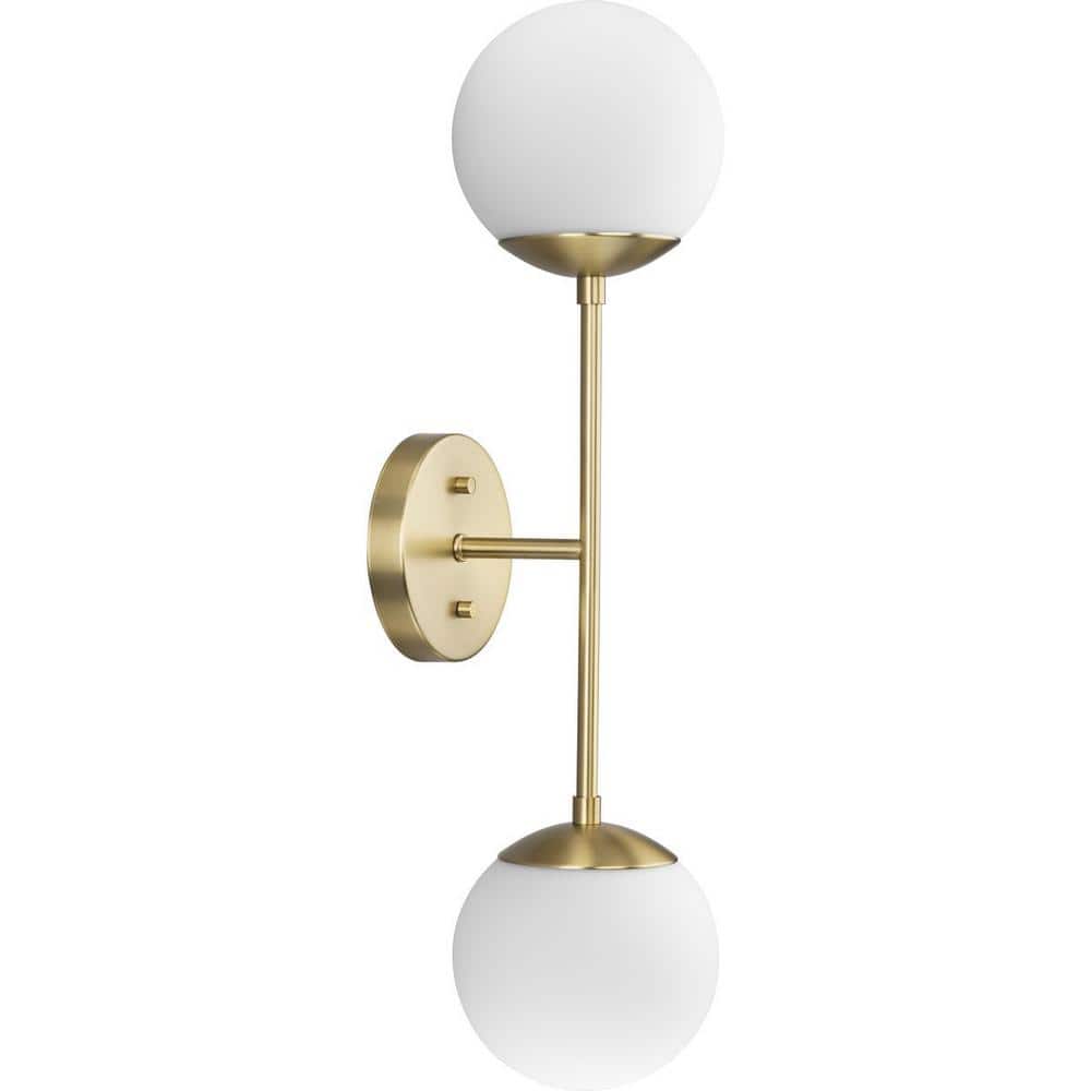 Haas 24" Brushed Bronze 2-Light Wall Sconce with Opal Glass