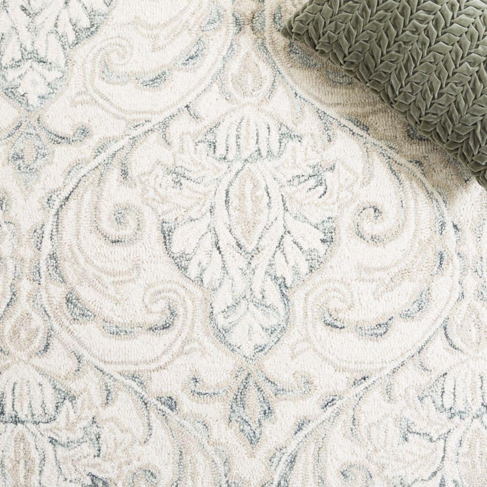 Ivory and Grey Hand-Tufted Wool Runner Rug, 2'-3" x 8'