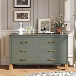 BYBLIGHT Modern 6 Drawer 55 in. Wide Light Green Chest of Drawers with Gold  Metal Handles 6-Drawer Dresser for Bedroom BB-RY0051-SJH - The Home Depot