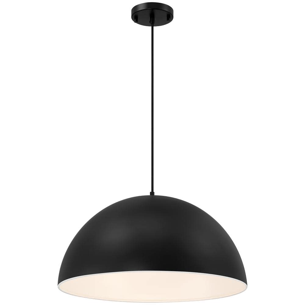 Huck 60-Watt 1-Light Matte Black Shaded Pendant Light