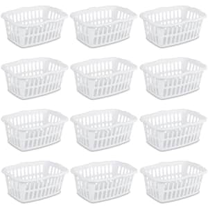 1.5 Bushel White Rectangular Plastic Laundry Basket Bins (12-Pack)