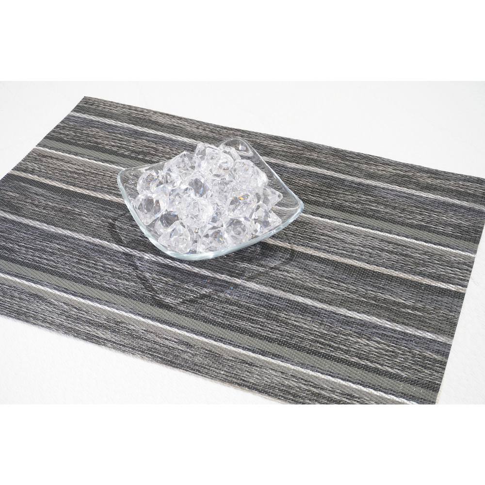 Silver Striped Vinyl Rectangle Placemats Set of Six
