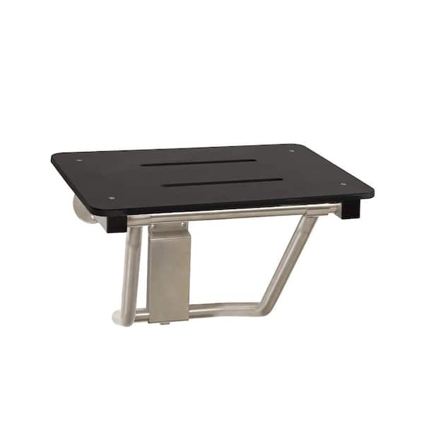 SEACHROME 22 in. x 15 in. Black Phenolic Folding Wall Mount Shower Seat Bench, ADA Compliant