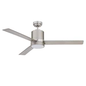 ALLURE 52 in. Integrated LED Indoor Nickel Ceiling Fan with White Polycarbonate (PC) Plastic Shade