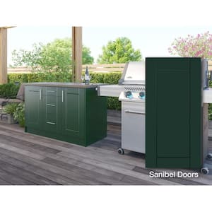 Sanibel Emerald Green 14-Piece 55.25 in. x 34.5 in. x 25.5 in. Outdoor Kitchen Cabinet Island Set