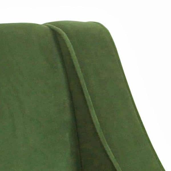 Forest Green Velvet Swoop Arm Accent Chair with Wood Legs