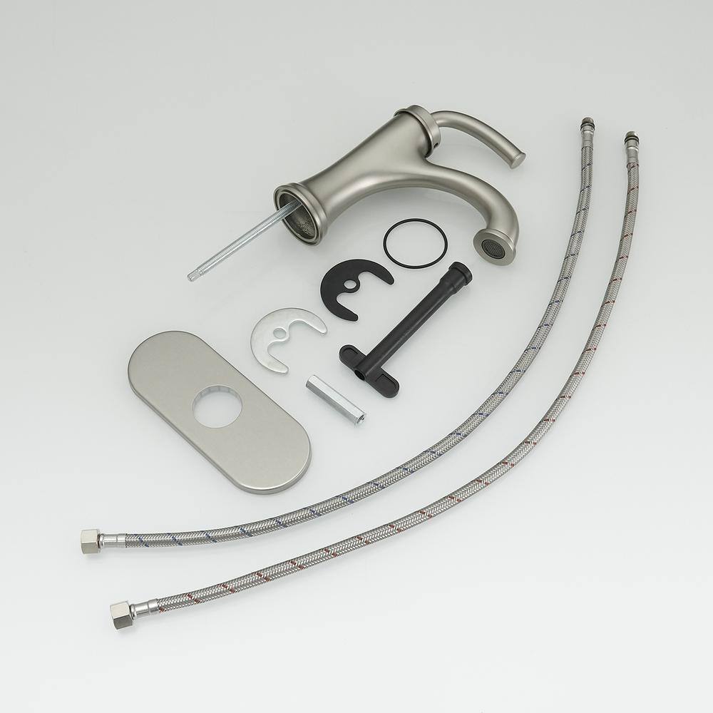 Nickel Single Handle Modern Bathroom Faucet with Deck Plate