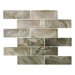 Opalina Beige Subway 11.75 in. x 11.75 in. Glossy Glass Mesh-Mounted Mosaic Tile (14.4 sq. ft./Case)