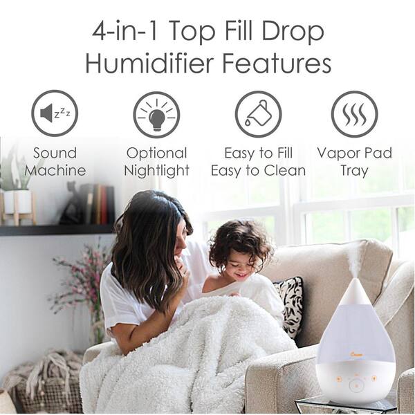 Crane 1 Gal. Top Fill Drop Cool Mist Humidifier with Sound