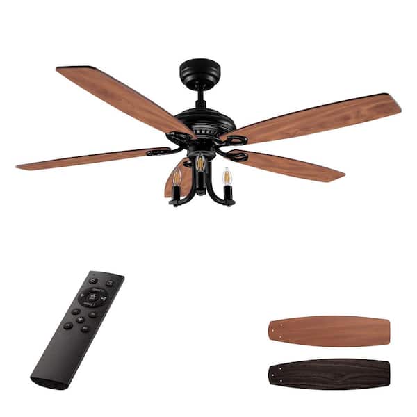 CARRO Henderson 52 in. LED Indoor Black DC Motor Chandelier Ceiling Fan with Light Kit and Remote Control