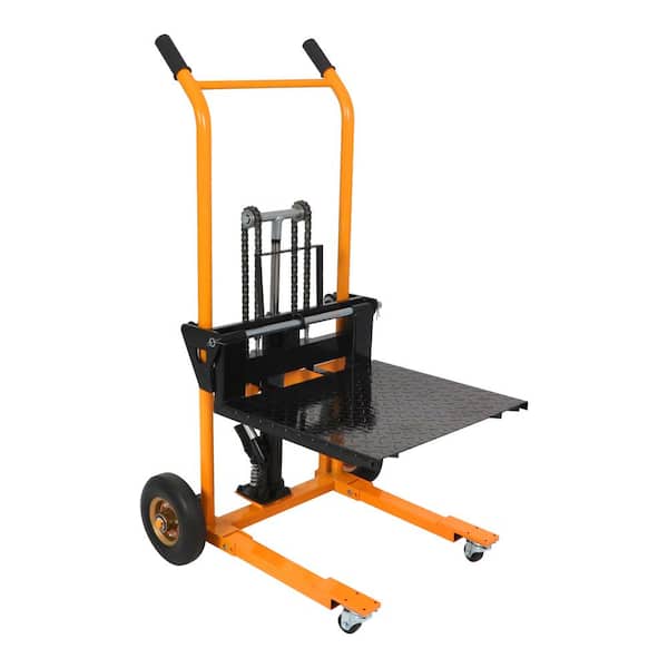 35.4 in. Max Lift Fixed Legs Hand Stacker 440 lbs. Mini Manual Pallet Stacker with Adjustable Forks and Platform