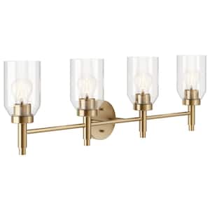 Madden 34 in. 4-Light Champagne Bronze Modern Bathroom Vanity Light with Clear Glass