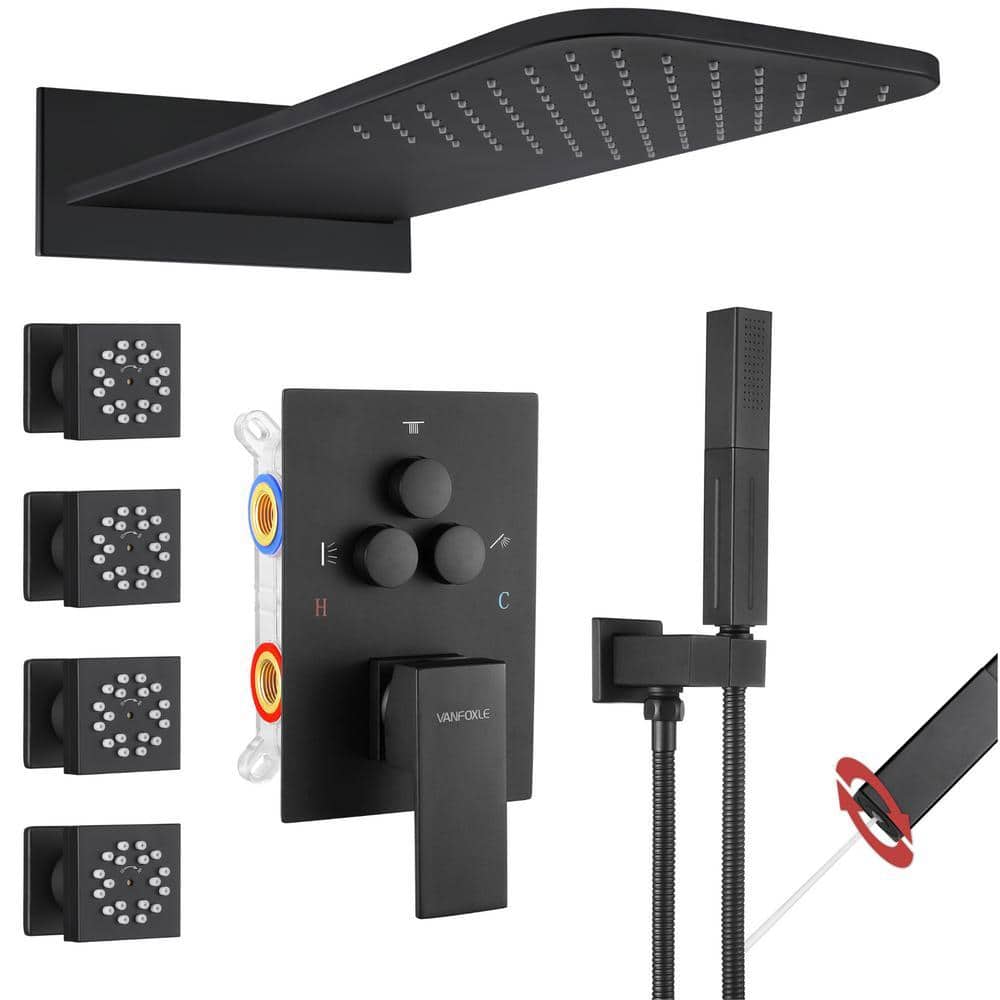 Vanfoxle Luxury 2-Spray Wall-Mounted Dual Fixed and Handheld