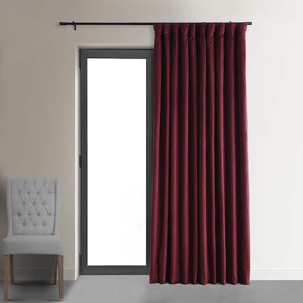 Exclusive Fabrics & Furnishings Burgundy Extra Wide Signature Velvet Rod Pocket Blackout Curtain - 100 in. W x 84 in. L (1 Panel)