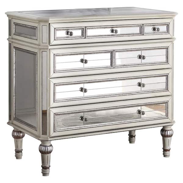 Best Master Furniture Theresa 3-Drawer Antique Cream Hall Chest 36 in. H x 38 in. W x 21 in. D