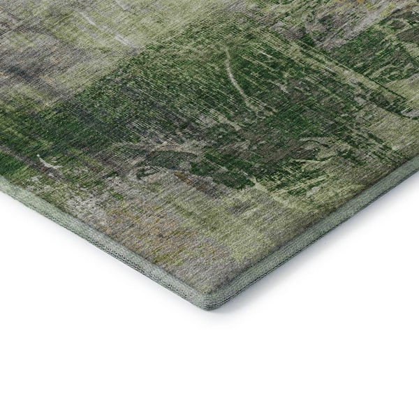 Mayfield Premium Machine Washable Abstract AMF2117 Aloe 3 ft. x 5 ft. Area Rug