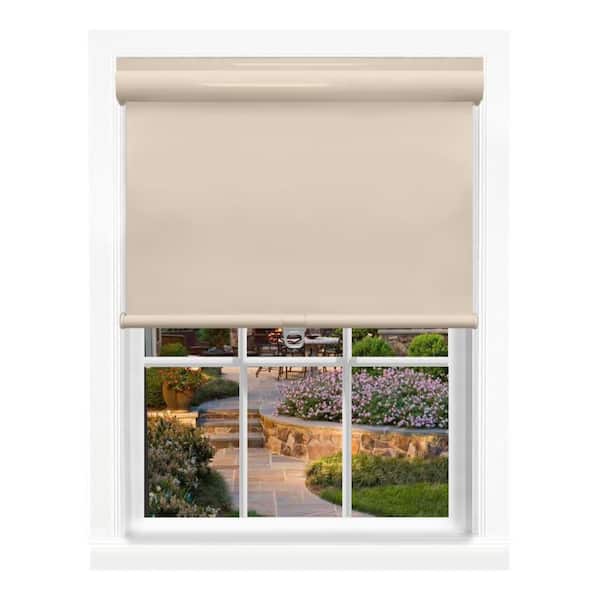 Glide n' Go Ivory Cordless Room Darkening Blackout Vinyl Roller Shade-45 in. W x 72 in. L