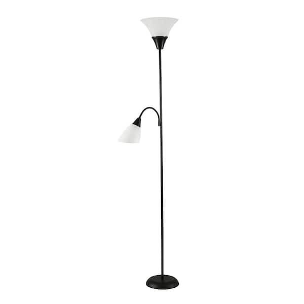 Black Torchiere Floor Lamp With, Floor Reading Lamps Home Depot
