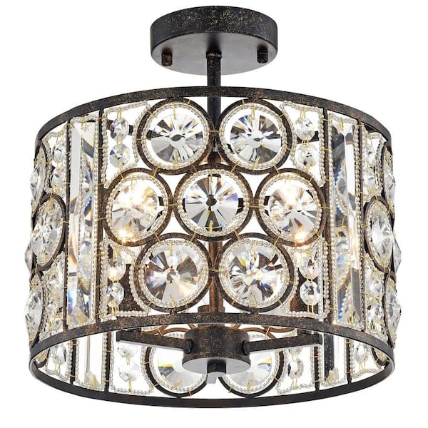 Warehouse of Tiffany Moira 13 in. 3-Light Indoor Black Pendant Lamp with Light Kit