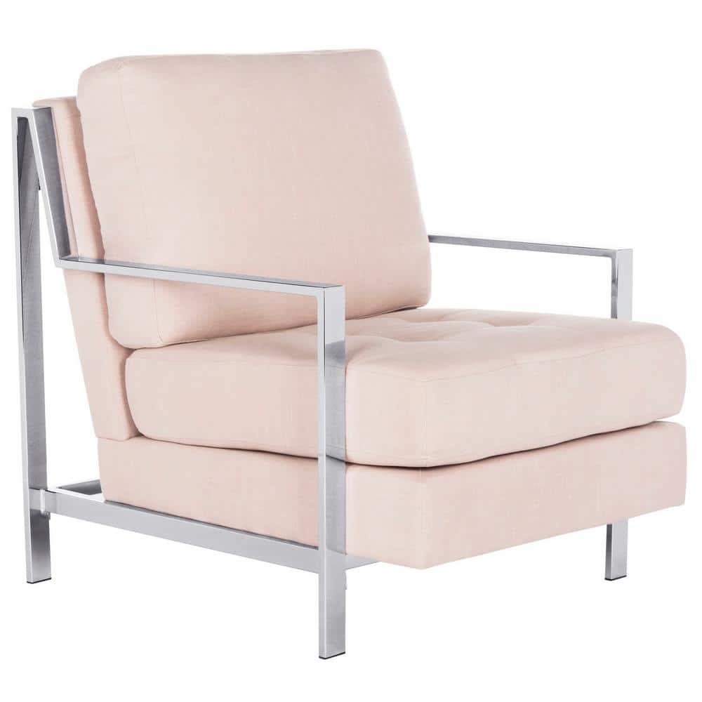 Elegant Beige Velvet & Wood Transitional Accent Arm Chair