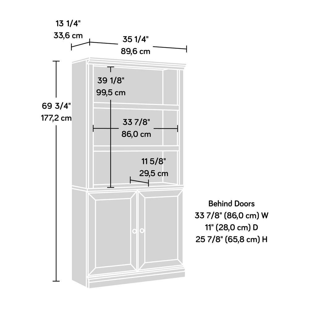 Lintel Oak 5-Shelf Adjustable Bookcase with Doors