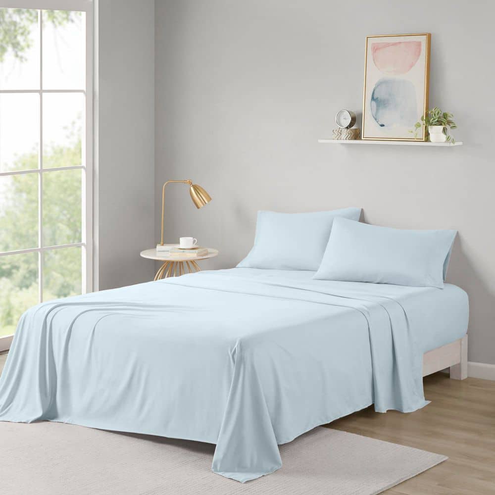 Twin XL Blue Microfiber All Season Sheet Set