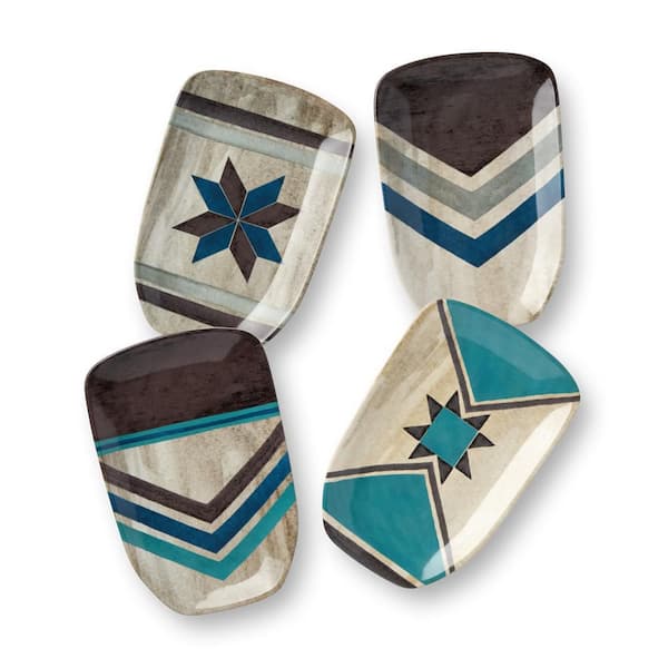 Certified International Wake At The Lake Multi-Colored 3-D Oar Canape Plate (Set of 4)