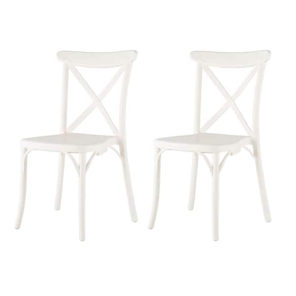 Lagoon Stackable X White Dining Chair (Set of 2)