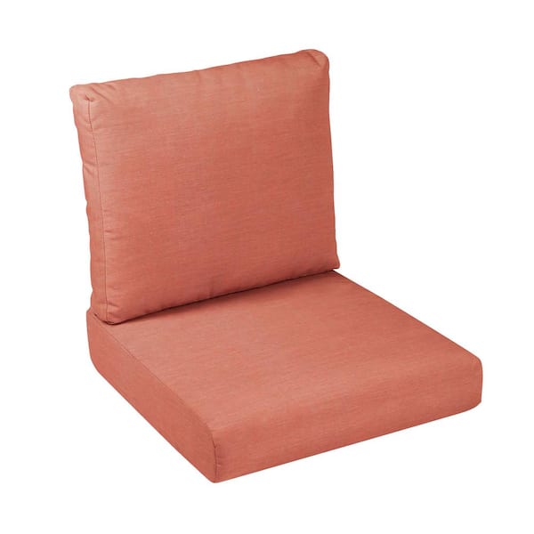 SORRA HOME 27 in. x 23 in. x 5 in. 2-Piece Deep Seating Outdoor Dining Chair Cushion in Sunbrella Cast Coral