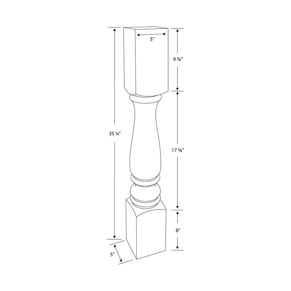 Unfinished Solid Rubberwood Full Round Kitchen Island Leg