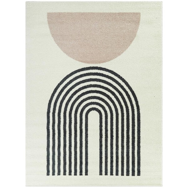 BALTA Denham Cream 5 ft. x 7 ft. Geometric Area Rug