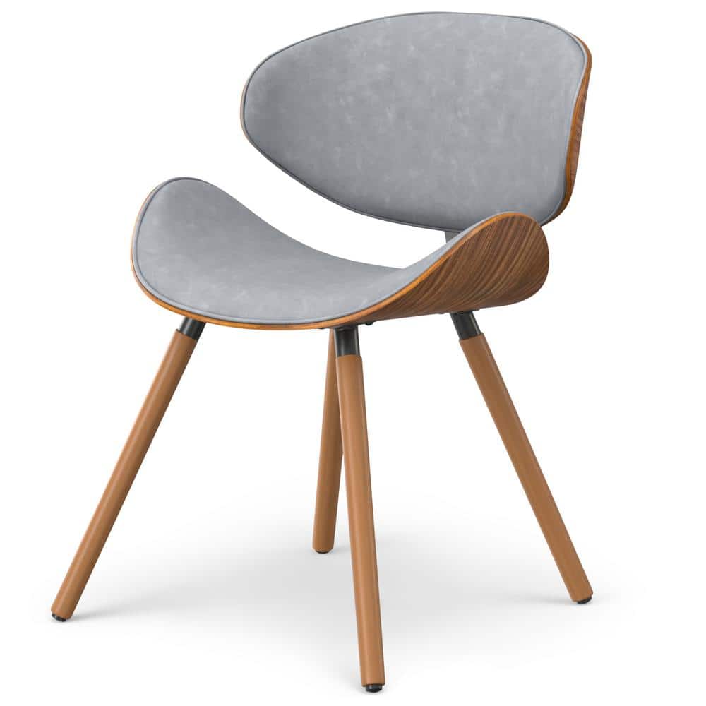 Stone Grey Faux Leather Upholstered Dining Chair with Bentwood Backrest
