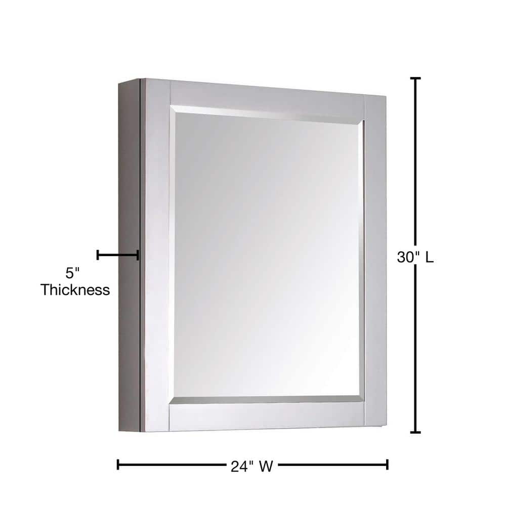 Contemporary Chilled Gray 24"x30" Poplar Wood Mirror Cabinet
