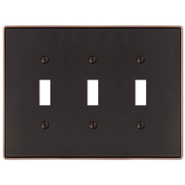 AMERELLE Ansley 3 Gang Toggle Metal Wall Plate - Aged Bronze