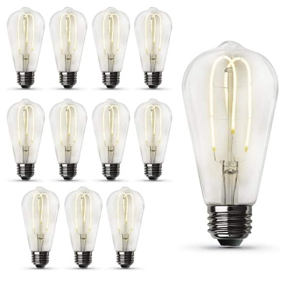 Feit Electric 40-Watt Equivalent ST19 DImmable M Shape Filament Clear Glass E26 Vintage Edison LED Light Bulb, Bright White (12-Pack)