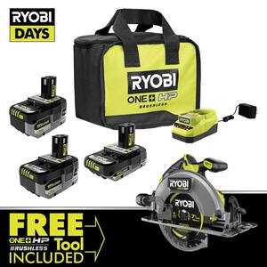 ONE+ 18V Lithium-Ion 2.0 Ah, 4.0 Ah, and 6.0 Ah HIGH PERFORMANCE Batteries and Charger Kit w/ HP Brushless Circular Saw