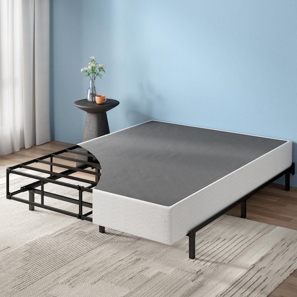 Gray Metal 9 in. Queen Box Spring with Outer Cover