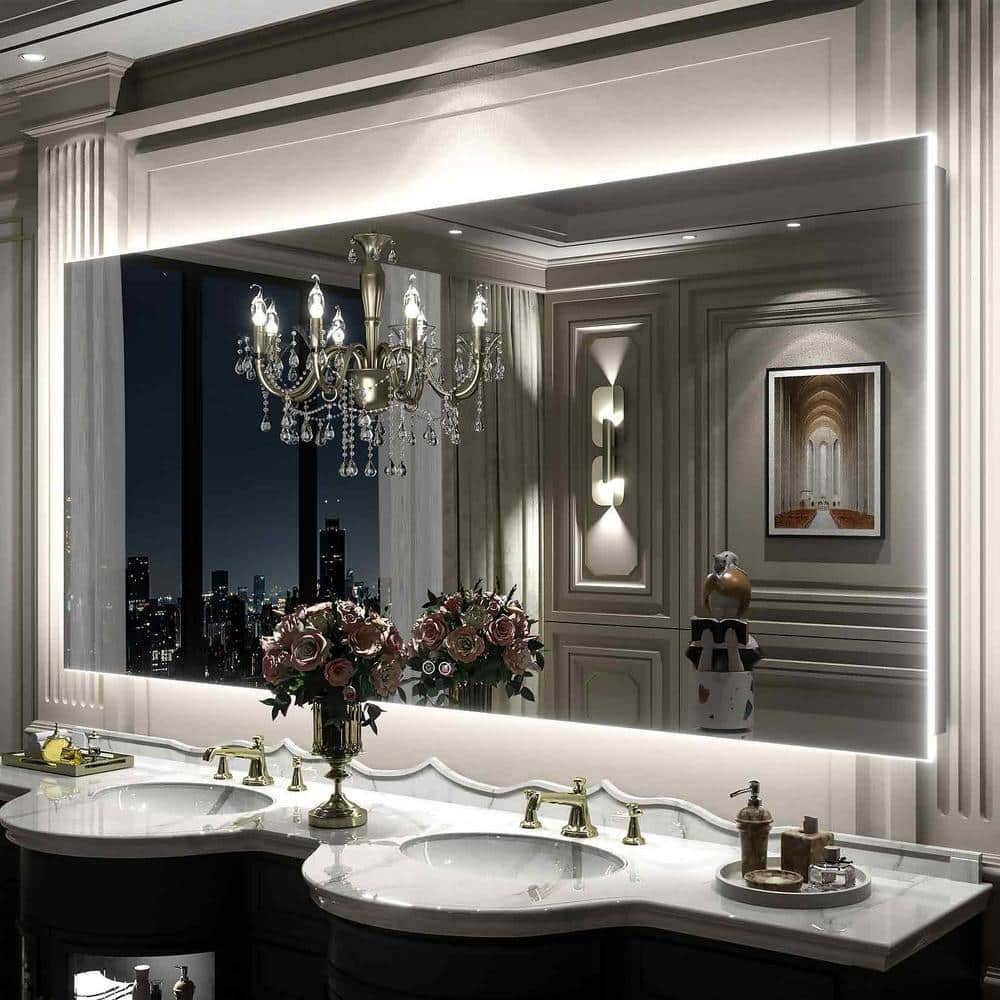 Apmir 72 in. W x 32 in. H Rectangular Frameless Super Bright Backlited ...