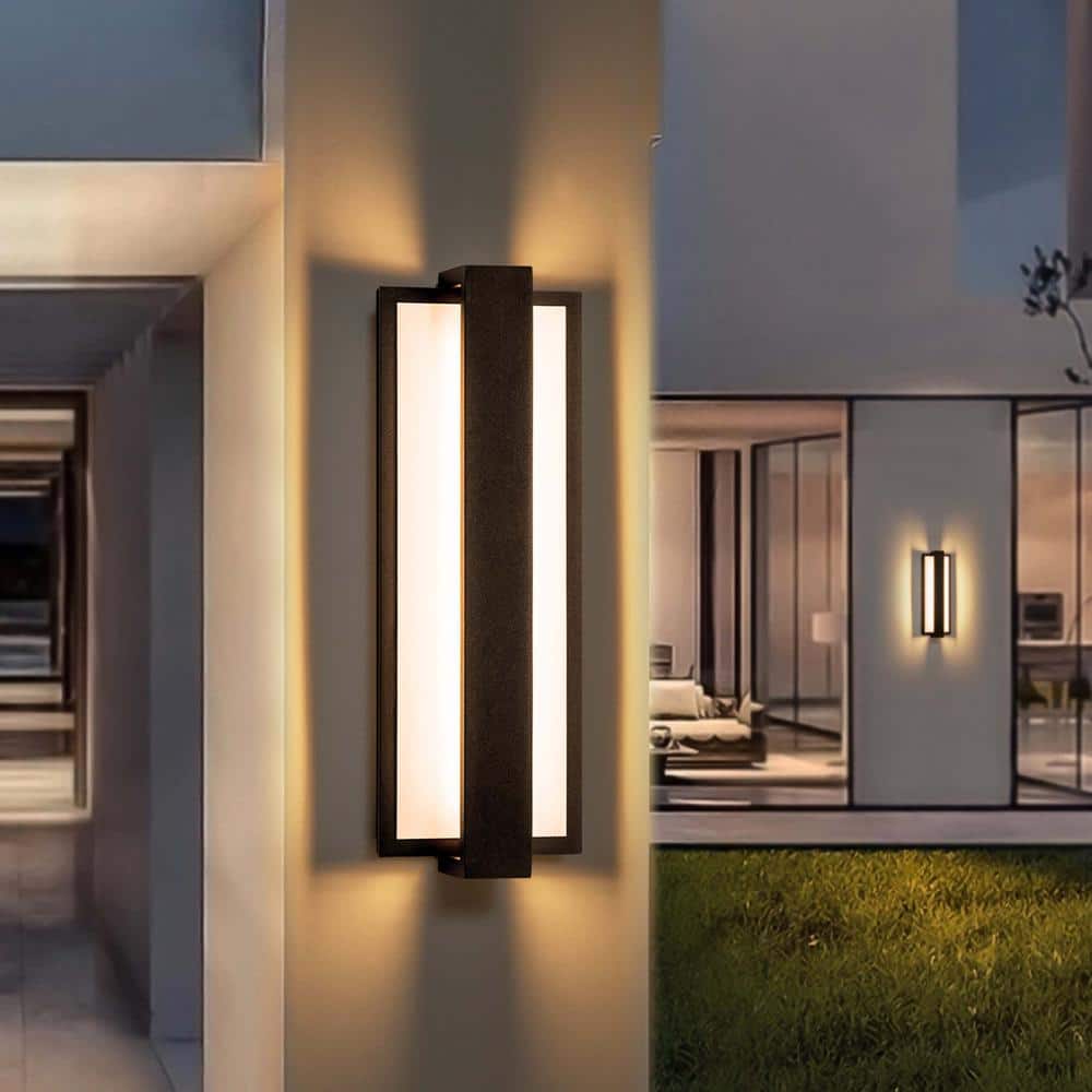 Lorise Black Modern Integrated LED Indoor/Outdoor Hardwired Porch Light Wall Lantern Sconce price history on PriceWatchPro