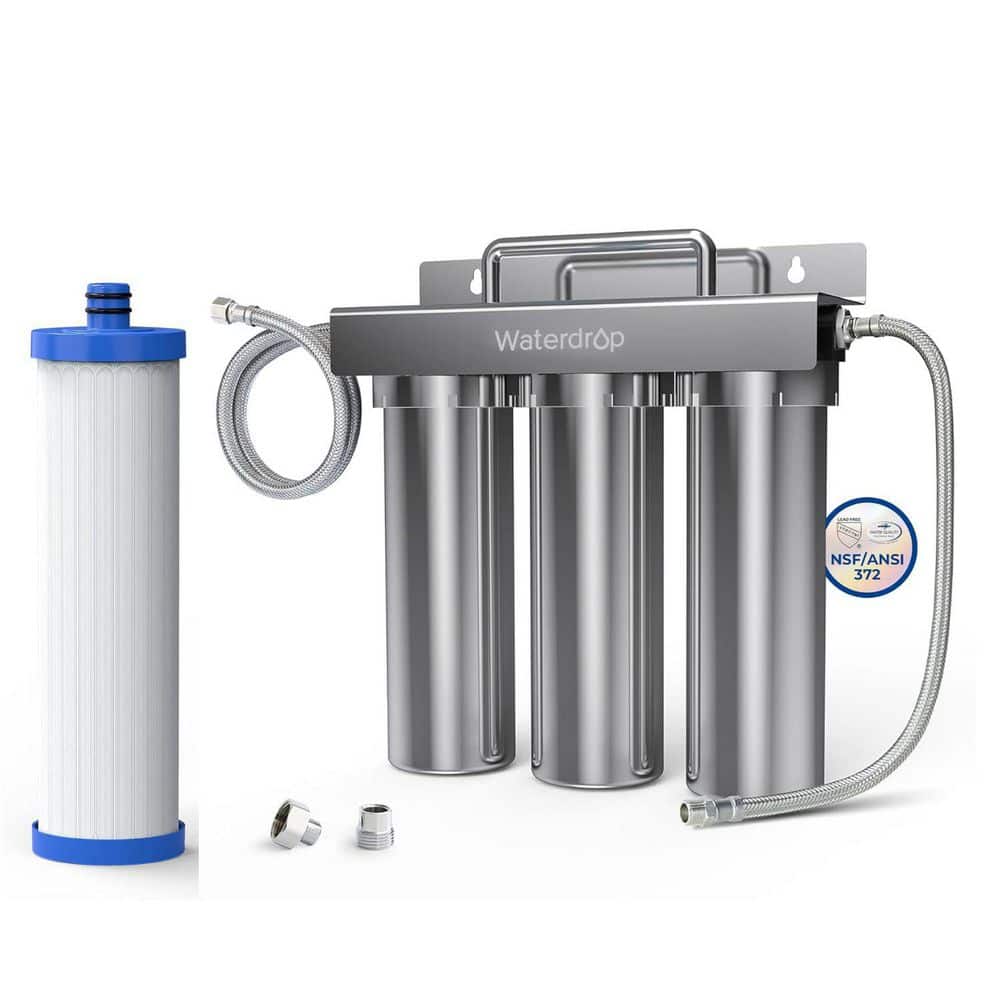 Waterdrop TST-UF 0.01μm Ultra-Filtration Under Sink Water Filter, Stainless Steel, 5X Service Life, Extra U2 Filter