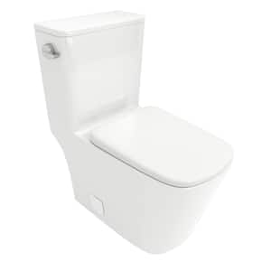12 in. 1-piece 1.28 GPF Single Flush Elongated Toilet in White Seat Included