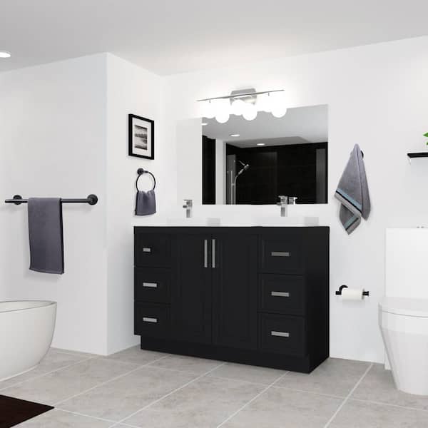 6 -Piece Bath Hardware Set with 2-Towel Hooks, Towel Ring, Toilet Paper Holder and 2-Towel Bars in Matte Black