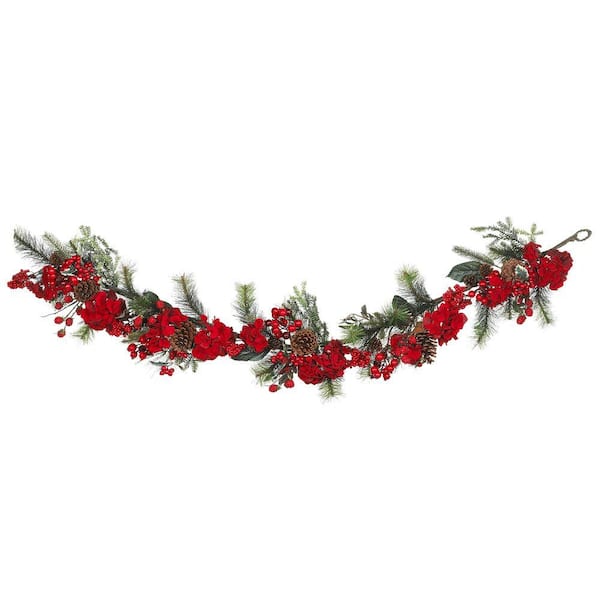Nearly Natural 6 ft. Holiday Artificial Hydrangea Garland 4663 - The ...