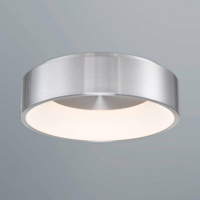 Modern Brushed Aluminum 28" LED Drum Flush Mount