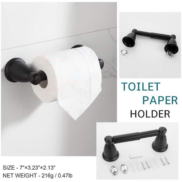 Bathroom Set of 4, Towel Holder, Towel Ring, Hook, Toilet Paper