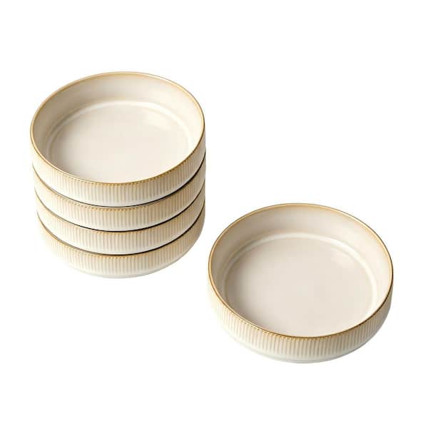 23 fl. oz. White Family Stoneware Kitchen Bowl, 7.5 in. Pasta Bowls Set, Ideal for Your Friend for Festivals (Set of 4)