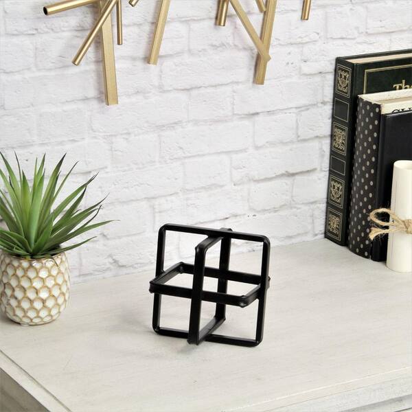 HomeRoots 5 in. Black Metal Abstract Hand Painted Specialty Sculpture