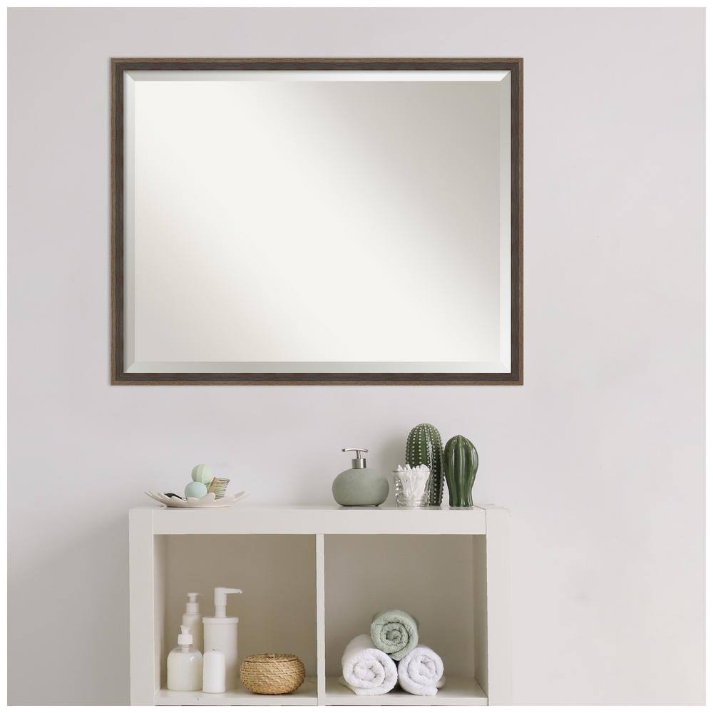 Mocha Brown Hardwood Rectangular Bathroom Vanity Mirror
